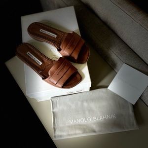 COPY - MANOLO BLAHNIK Freccia Leather Slide Sandals